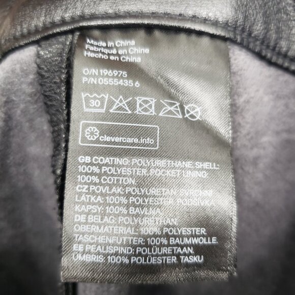 H&M Vegan Faux Leather Slim Straight Leg Pants 6 High Rise Waist Vegan Black - Picture 8 of 8